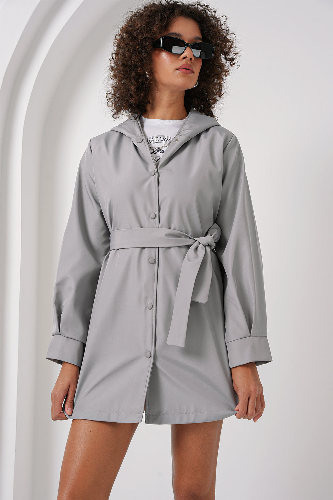 BGD Women Hooded Trench Coat - Gray - Gelsenkirchen