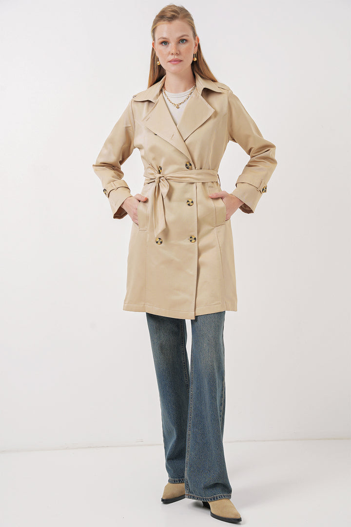 BGD Women Double-Breasted Trench Coat - Beige - Río Grande