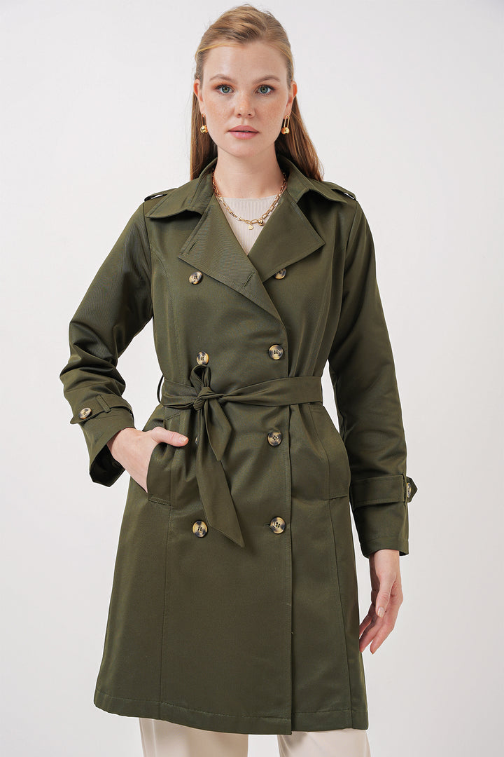 BGD Women Double-Breasted Trench Coat - Khaki - Prato
