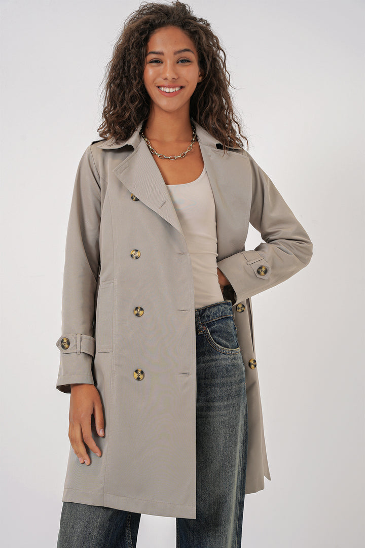 BGD Women Double-Breasted Trench Coat - Stone - Parkland