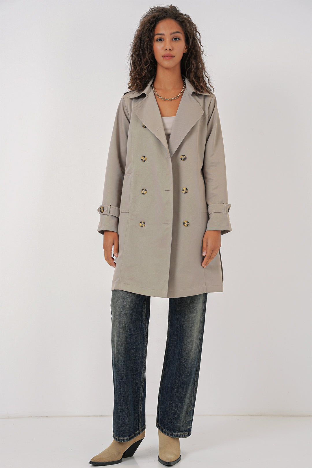 BGD Women Double-Breasted Trench Coat - Stone - Parkland