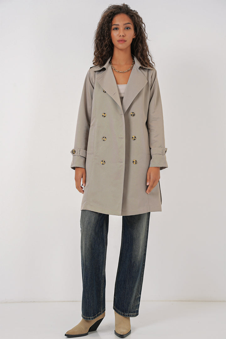 BGD Women Double-Breasted Trench Coat - Stone - Parkland