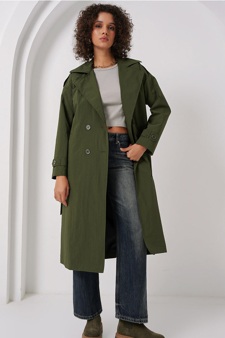 BGD Women Double-Breasted Trench Coat - Khaki - Leverkusen