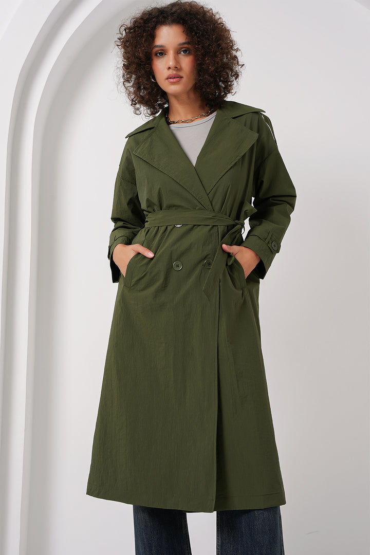 BGD Women Double-Breasted Trench Coat - Khaki - Leverkusen