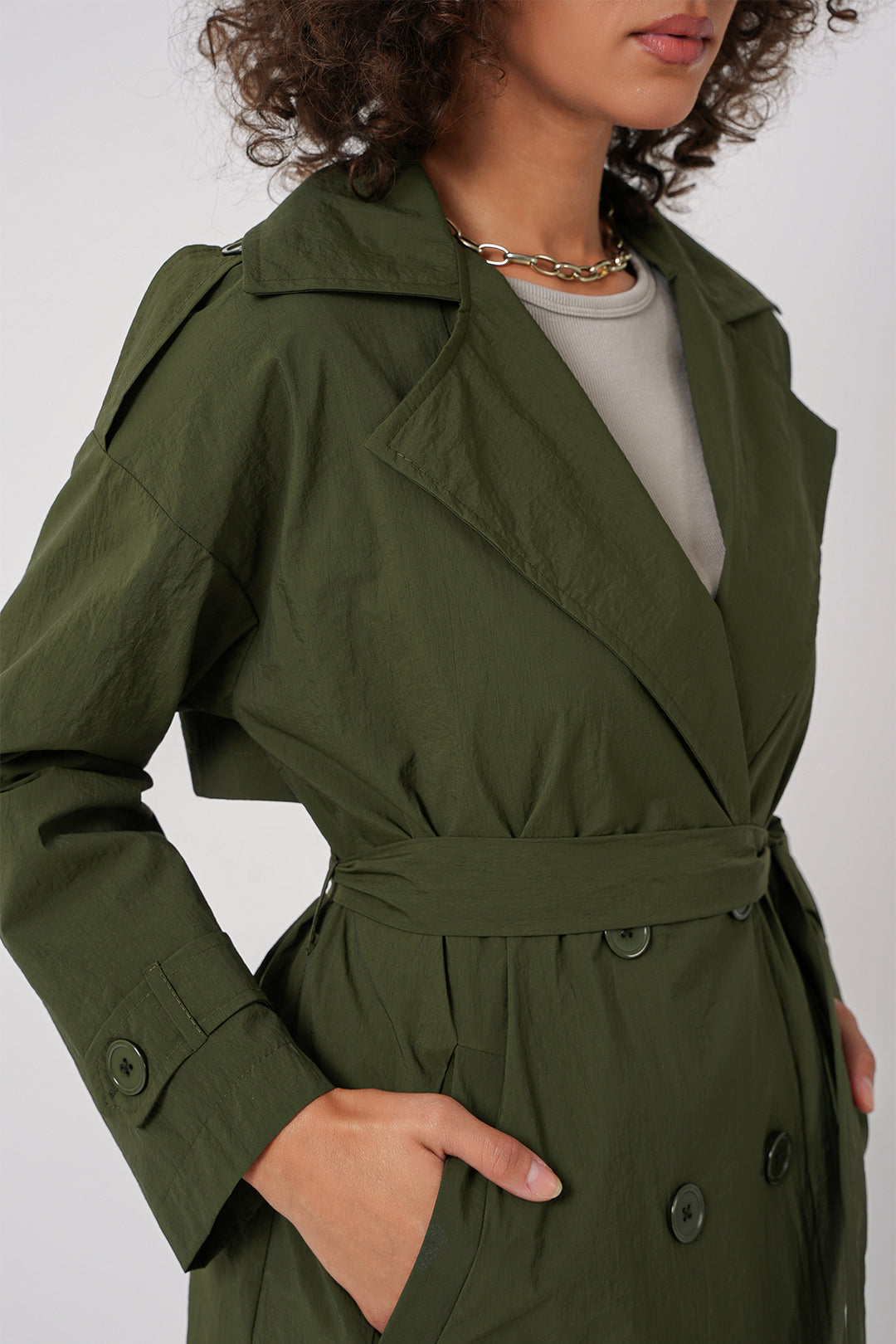 BGD Women Double-Breasted Trench Coat - Khaki - Leverkusen