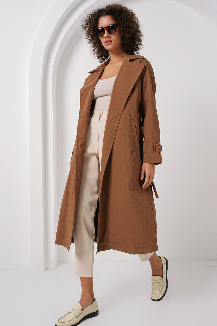 BGD Women Double-Breasted Trench Coat - Tan - Hampstead