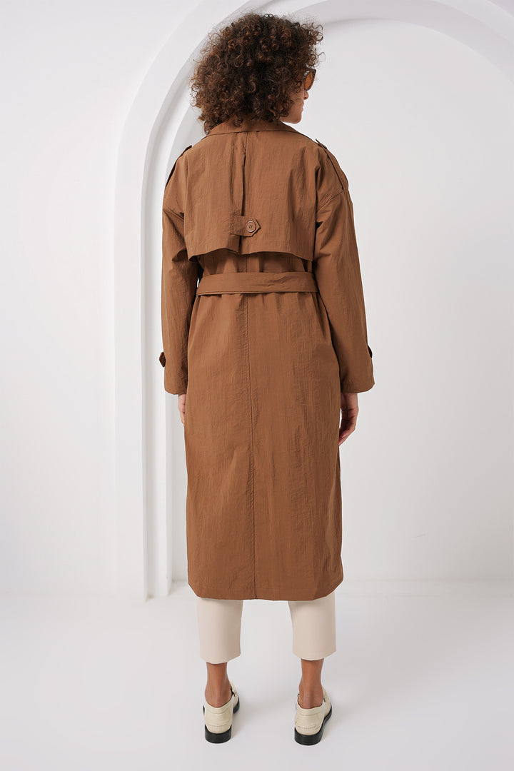 BGD Women Double-Breasted Trench Coat - Tan - Hampstead