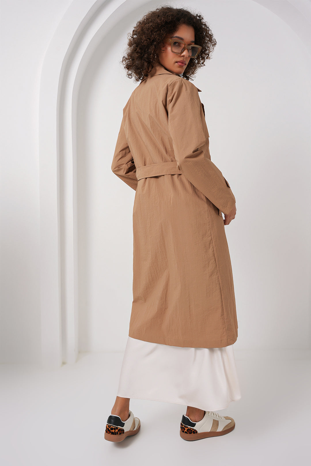 BGD Women Double-Breasted Trench Coat - Camel - Rovenky
