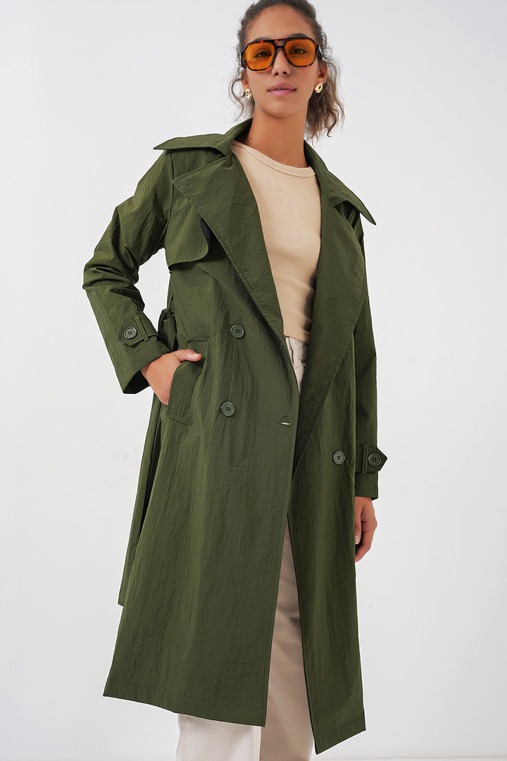 BGD Women Double-Breasted Trench Coat - Khaki - Spalding