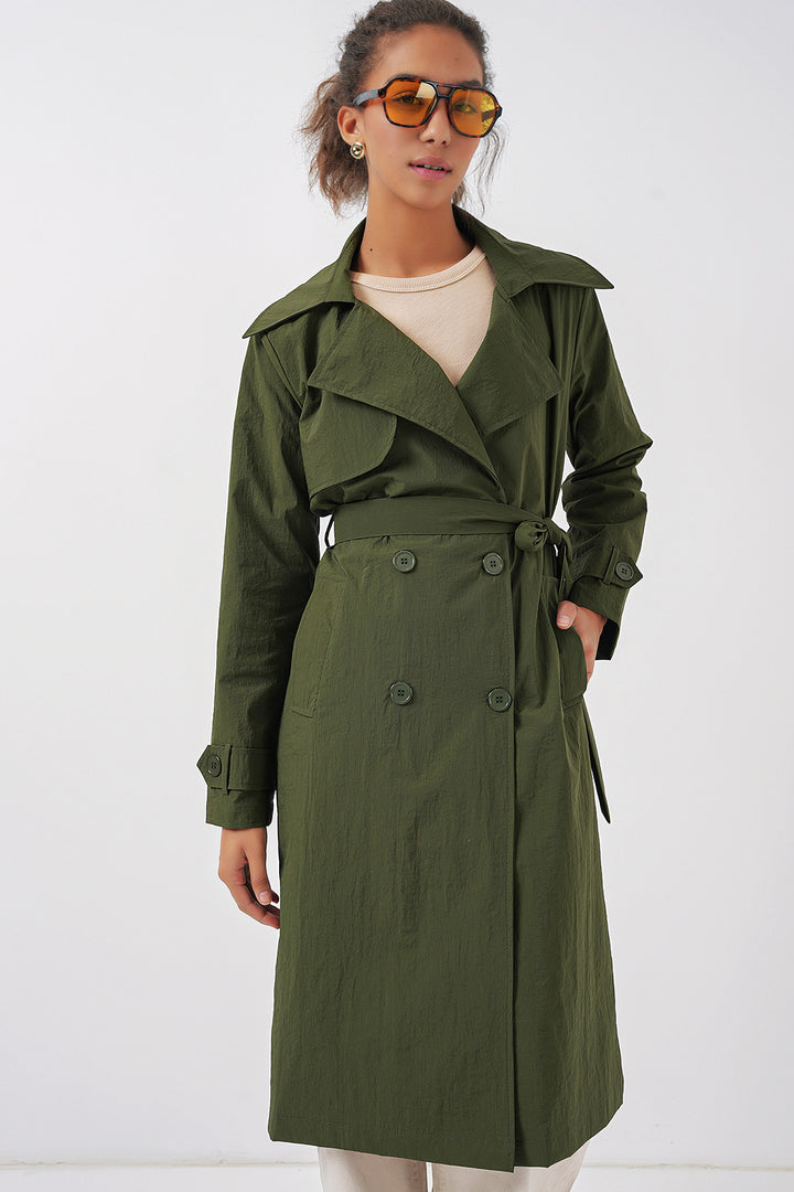 BGD Women Double-Breasted Trench Coat - Khaki - Spalding