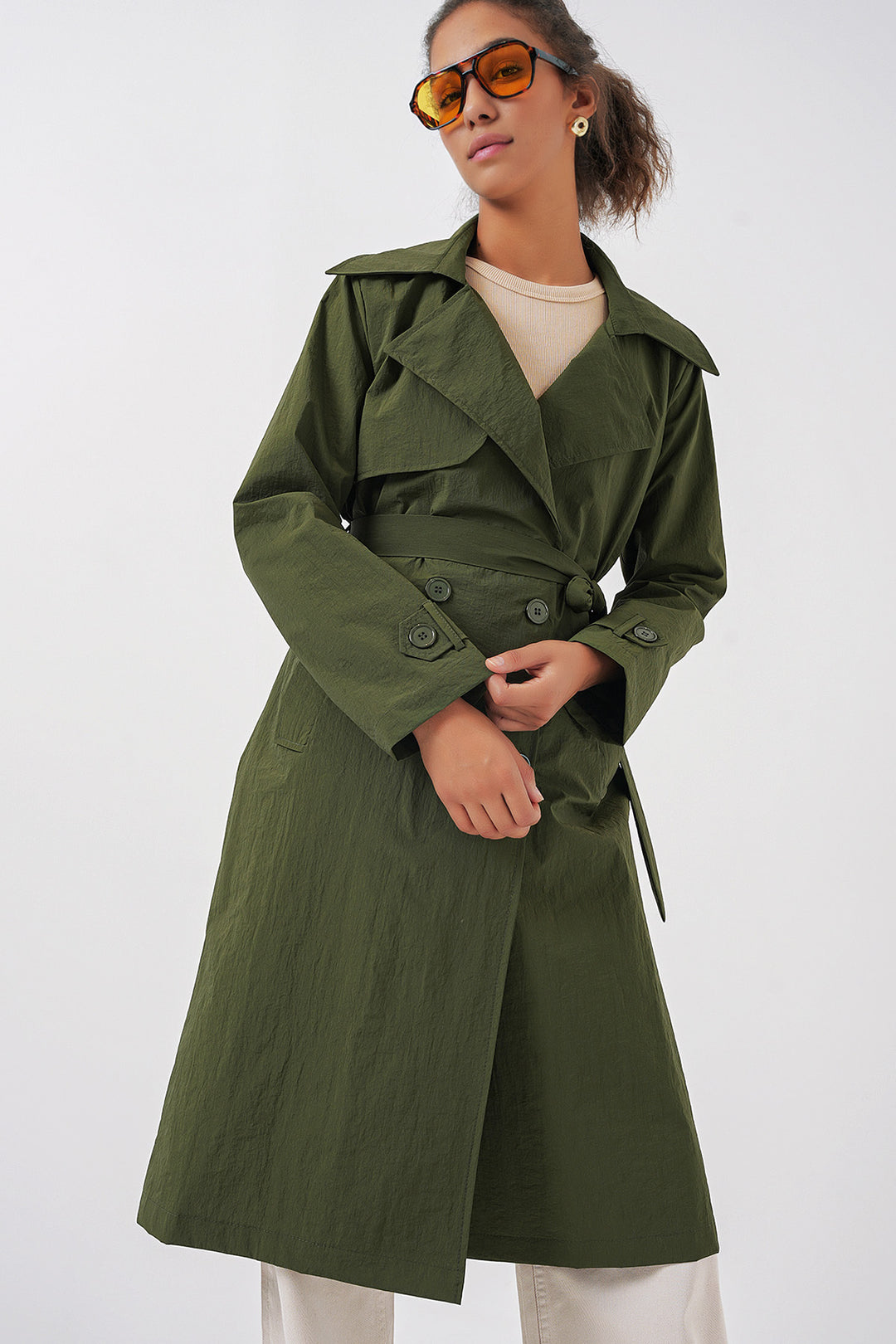 BGD Women Double-Breasted Trench Coat - Khaki - Spalding