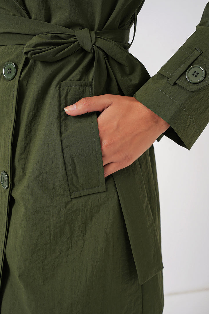 BGD Women Double-Breasted Trench Coat - Khaki - Spalding