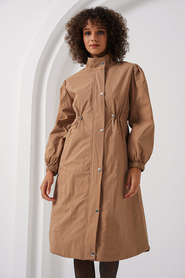 BGD Women Lined Long Trench Coat - Camel - Vallejo