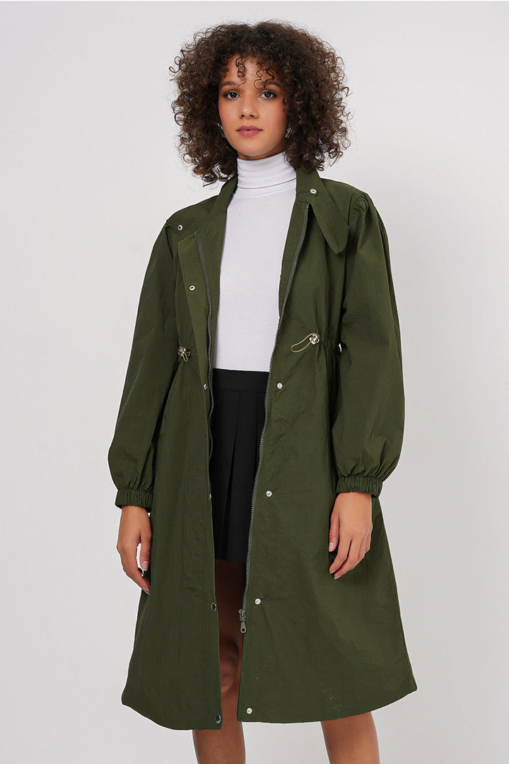 BGD Women Lined Long Trench Coat - Khaki - Tivoli