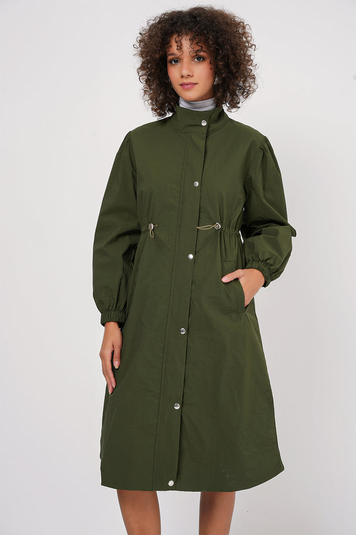 BGD Women Lined Long Trench Coat - Khaki - Tivoli