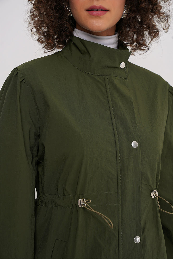 BGD Women Lined Long Trench Coat - Khaki - Tivoli