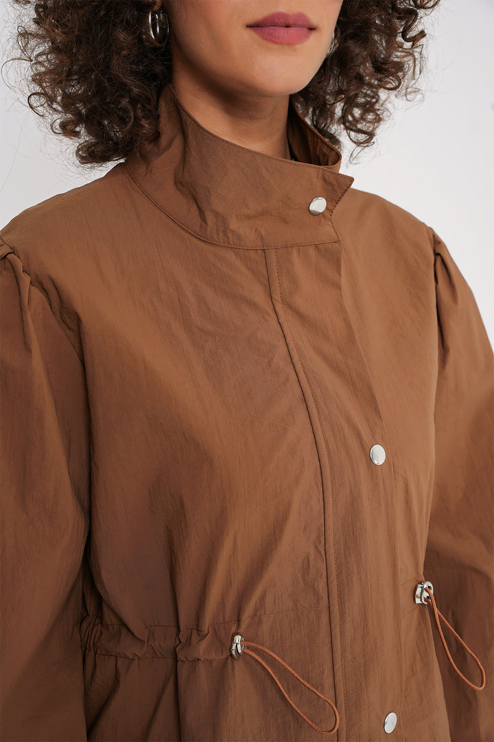BGD Women Lined Long Trench Coat - Tan - Leander