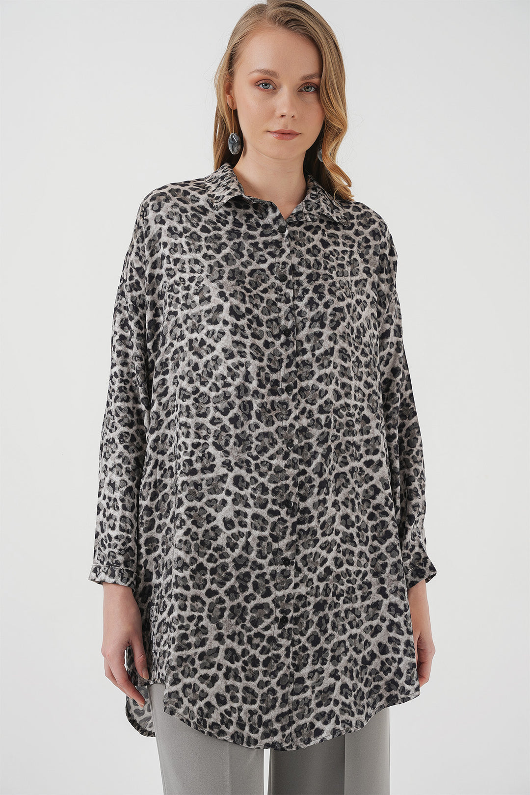 BGD Women Patterned Long Shirt Tunic - Black - Rainham