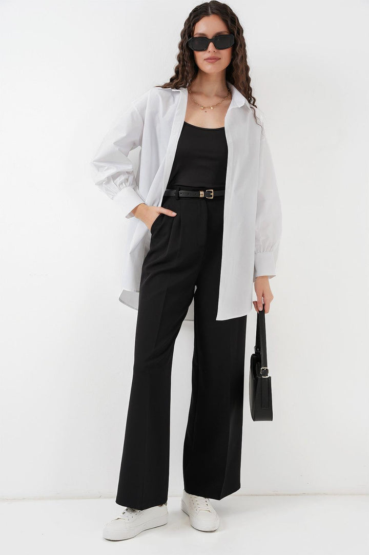 BGD Women Oversized Long Shirt Tunic - White - Dothan