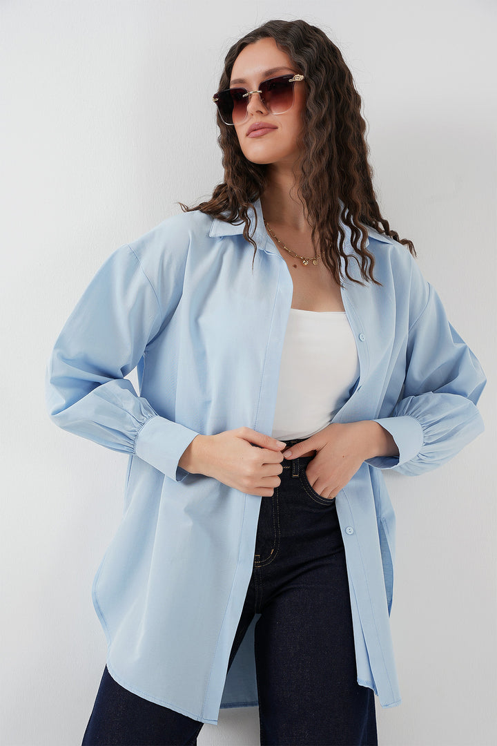 BGD Women Oversize Long Shirt Tunic - Blue - Kallithéa
