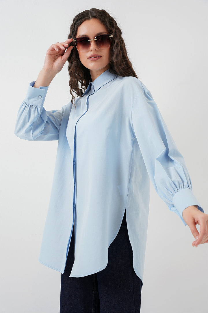 BGD Women Oversize Long Shirt Tunic - Blue - Kallithéa