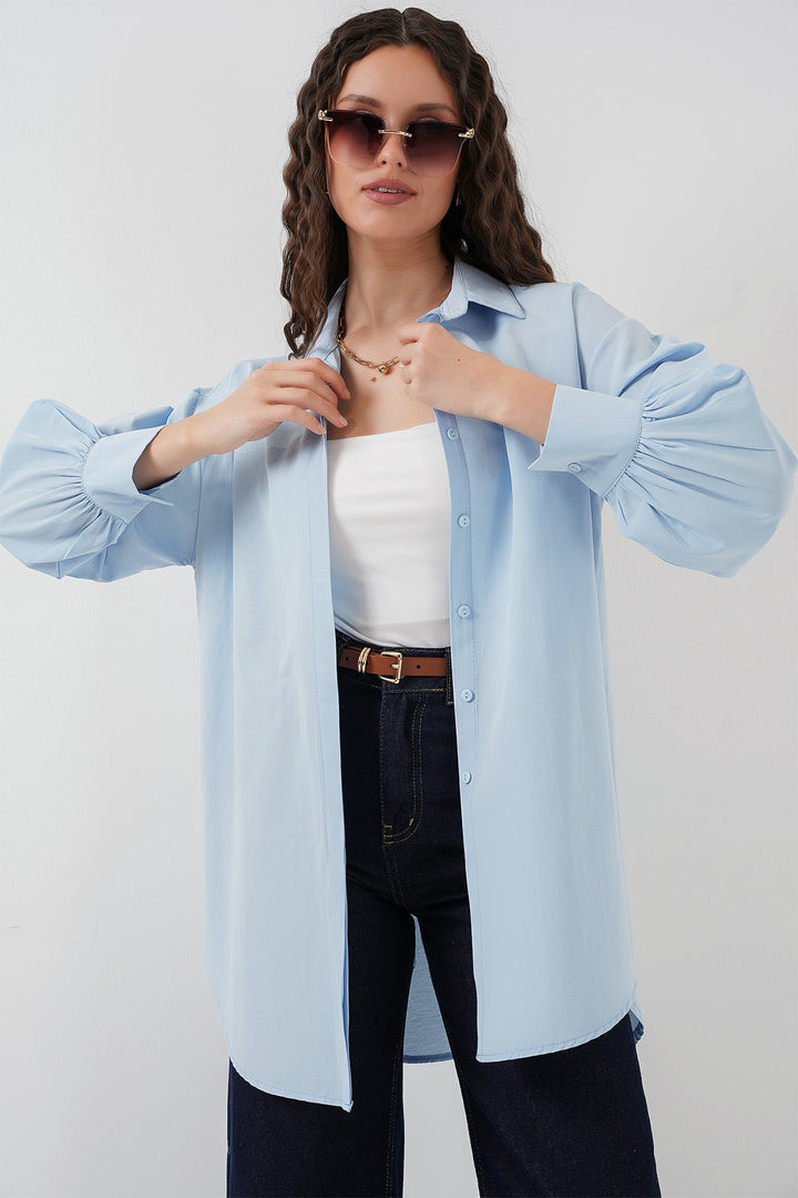 BGD Women Oversize Long Shirt Tunic - Blue - Kallithéa
