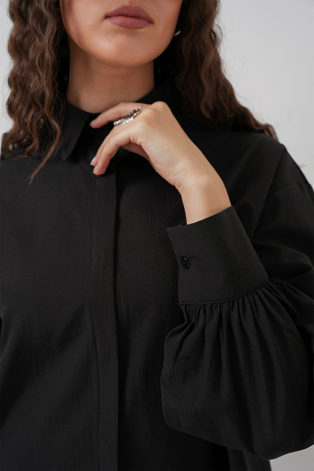 BGD Women Oversized Long Shirt Tunic - Black - Campbell