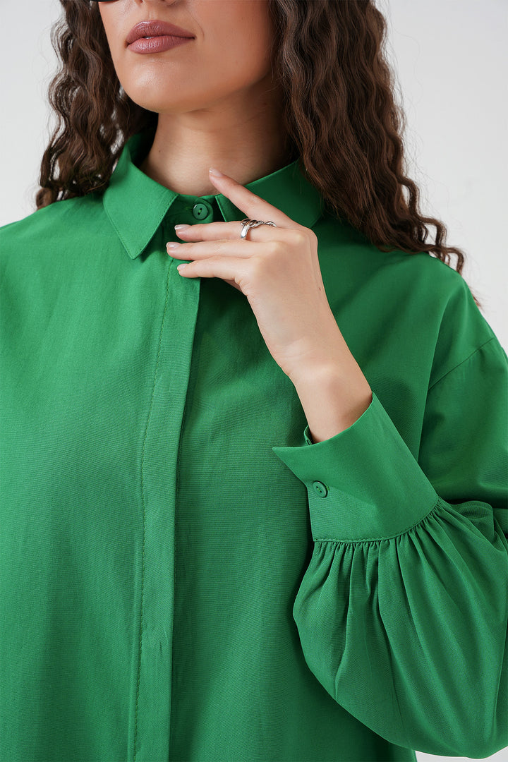 BGD Women Oversized Long Shirt Tunic - Green - Chur