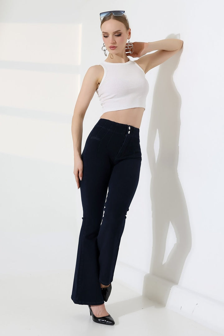 XLJ Flared Jeans with Darts on Front Waist 7021 - Rossano