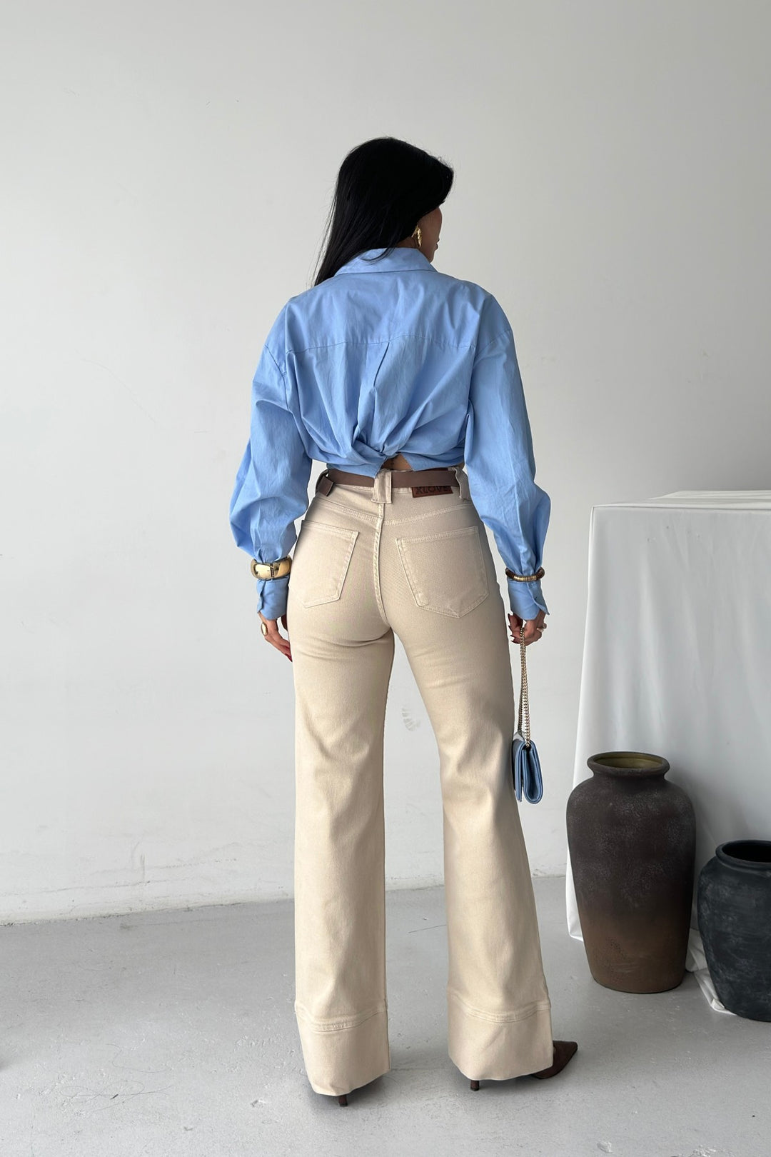 XLJ Palazzo Jeans with Hem Detail - Mission Viejo