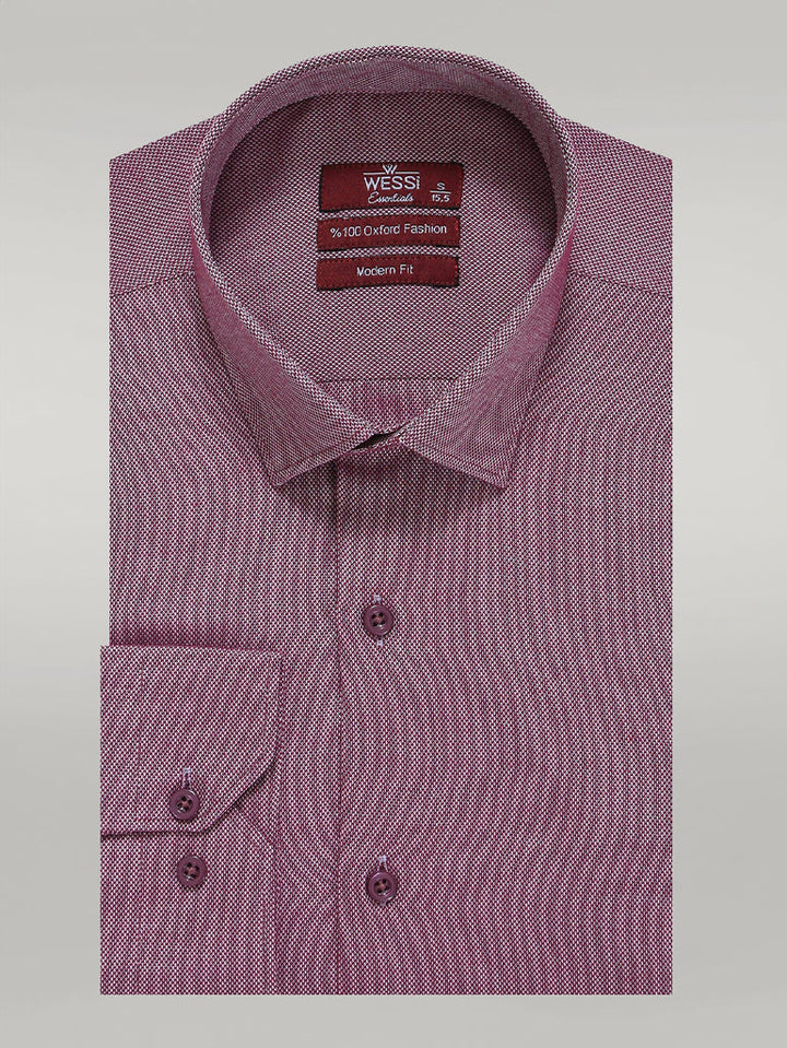 WSS Burgundy Patterned Long Sleeve Shirt  - Singen