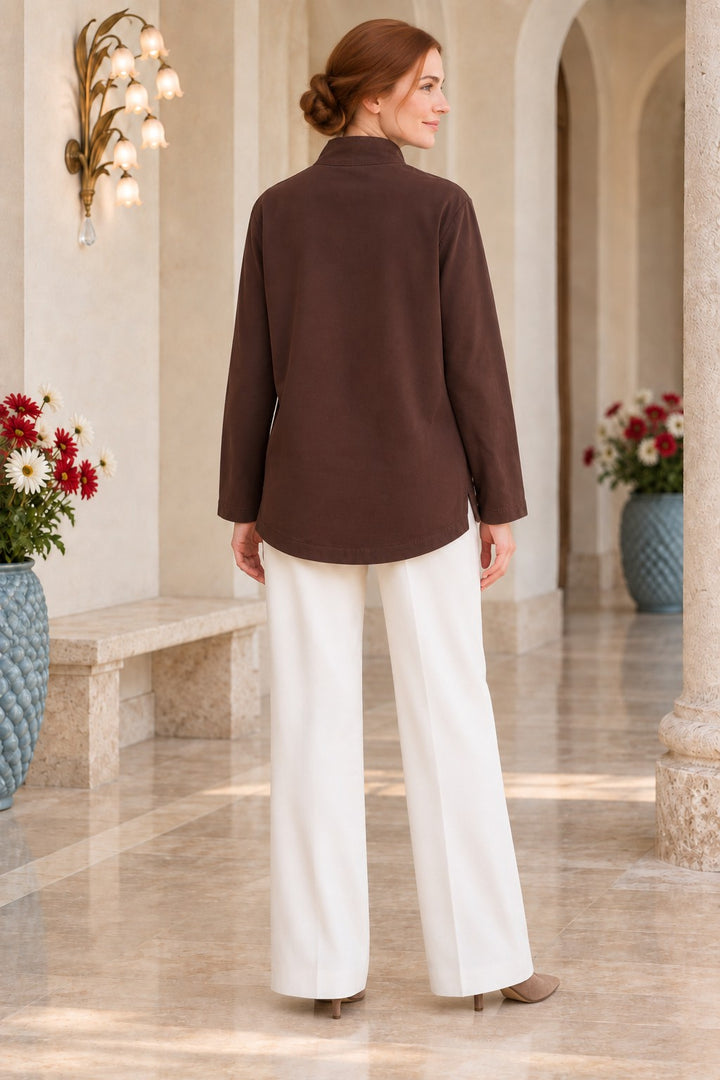 XLJ High-Neck Blouse with Snap Buttons on the Shoulder 441 - Gardena