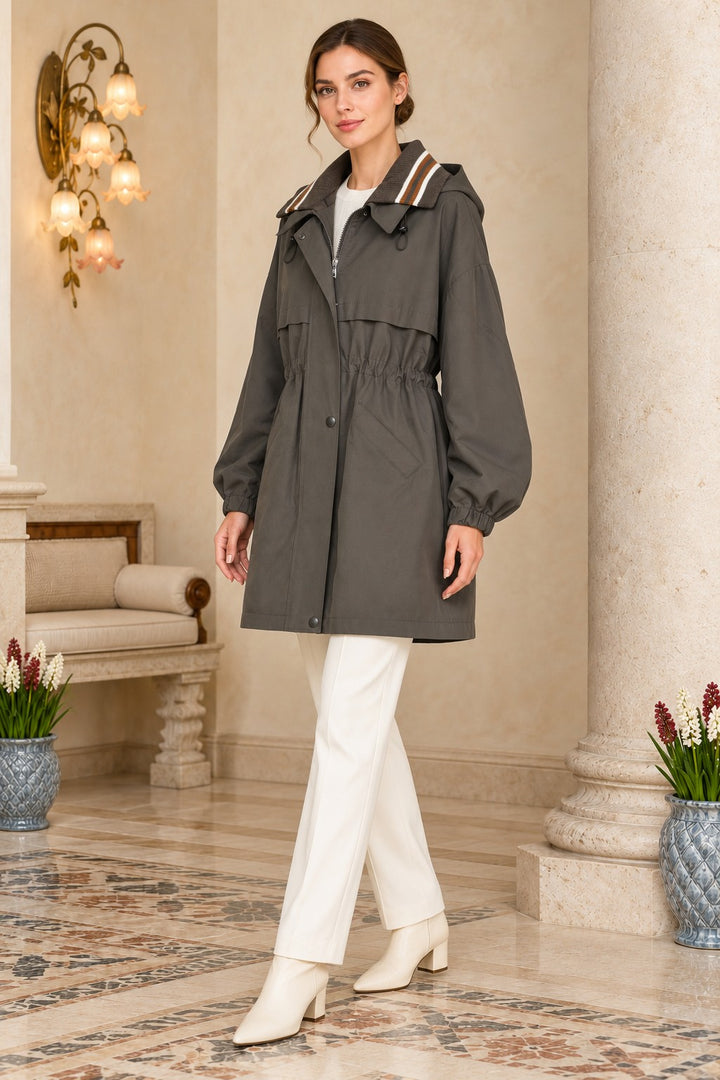 XLJ Knitted Detail Hooded Raincoat 6301 - Port Huron