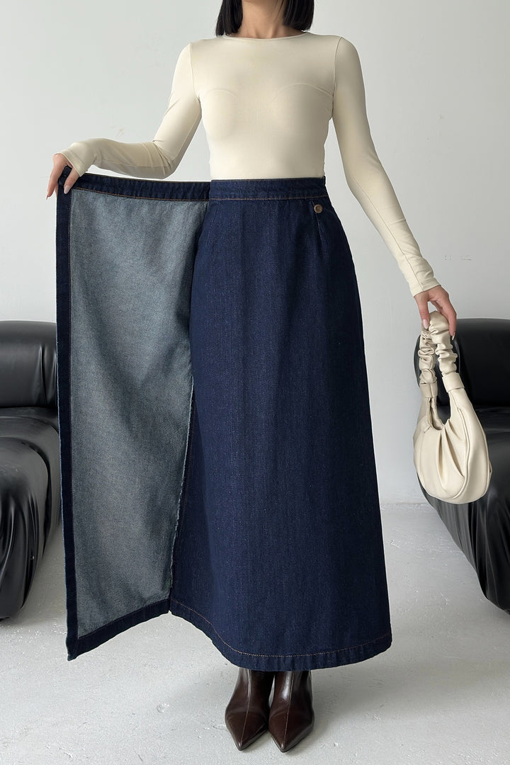 XLJ Long Denim Skirt with Flap - San Felíu de Llobregat