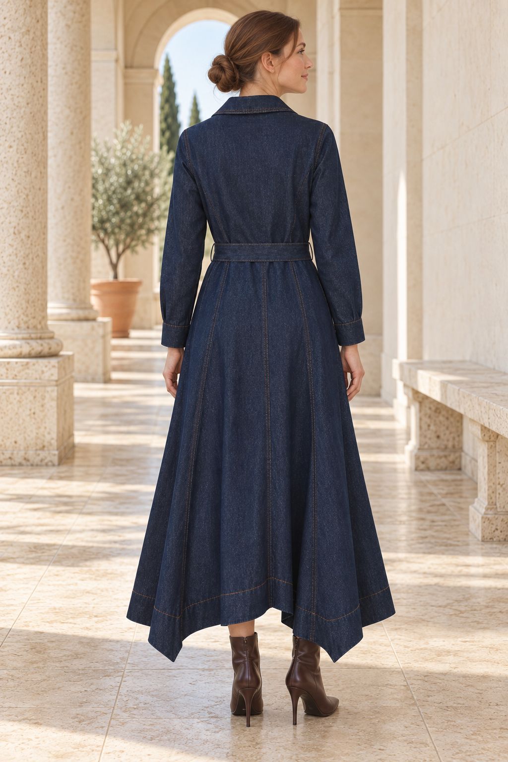 XLJ Asymmetrical Hem Belted Dress 3090 - Castres