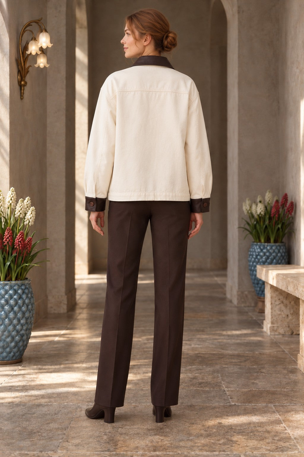 XLJ Floral Embellished Leather Jacket 6305 - North Lauderdale