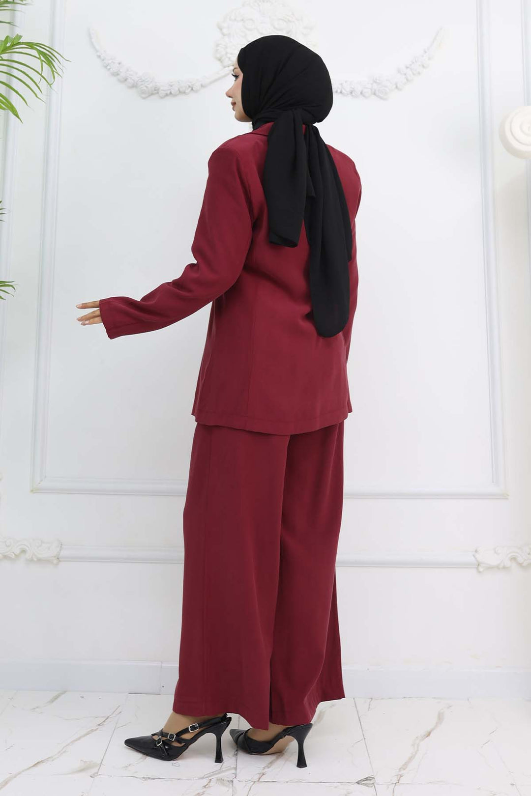 BNG Women İp Bağcıklı Ceket Takım Bordo 2265 - Hoorn