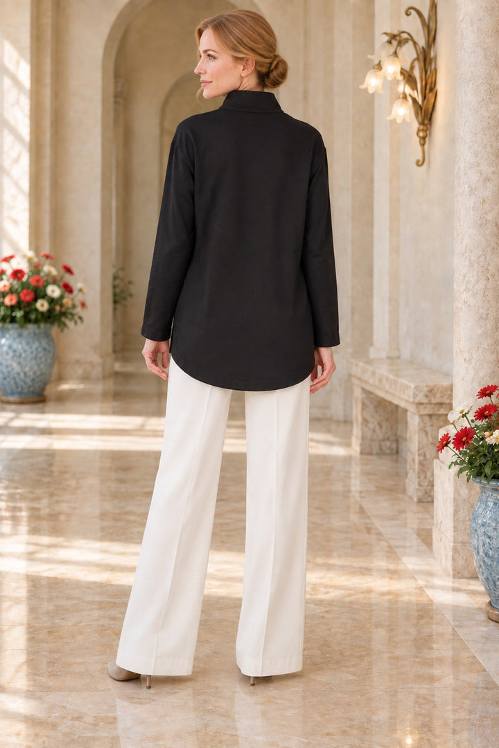 XLJ High-Neck Blouse with Snap Buttons on the Shoulder 441 - Cihuatlán