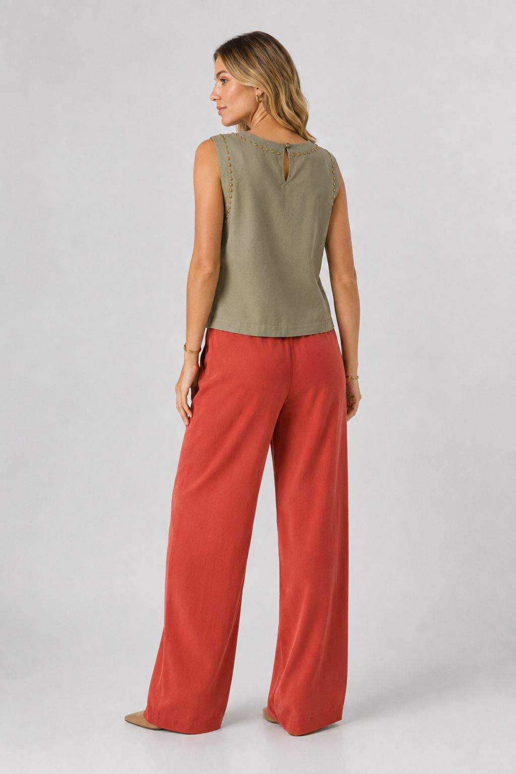 XLJ Sleeveless Blouse with Stud Detail HS431 - Woodstock