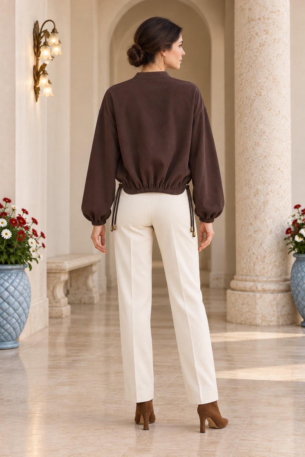 XLJ Crop Shirt with Drawstring Waist 6388 - Grasse
