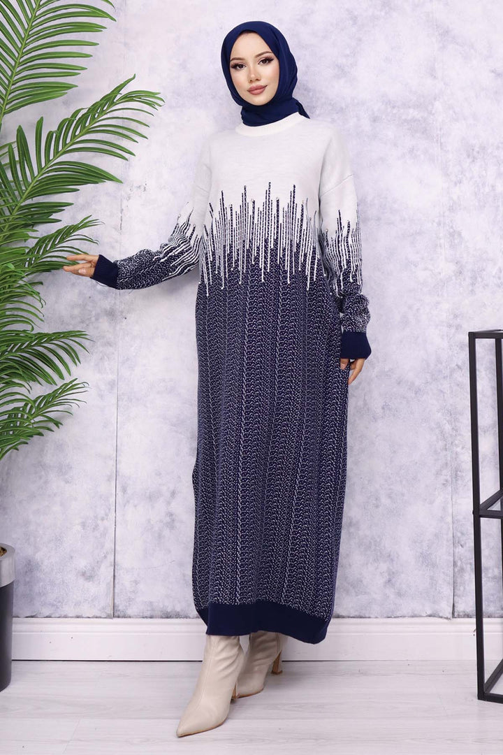 BNG Women Patterned Knit Dress Navy - Mascouche