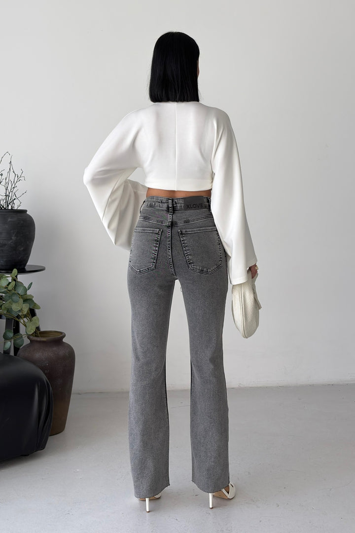 XLJ High Waist Mom Fit Jean with Flared Leg and Fringe Ending 1706 - Dubuque