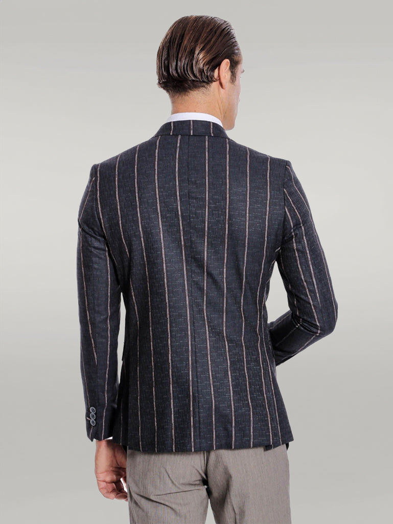 WSS Striped Dark Grey Slim-Fit Blazer  - Singen