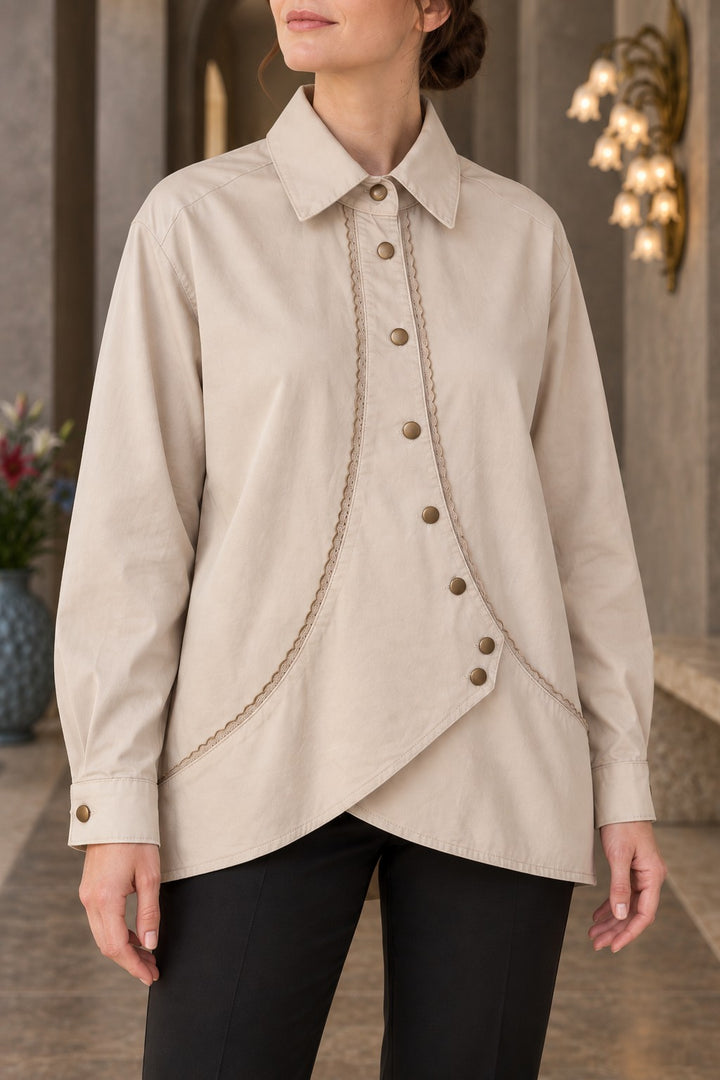 XLJ Lace Detail Buttoned Shirt 6342 - Wijchen