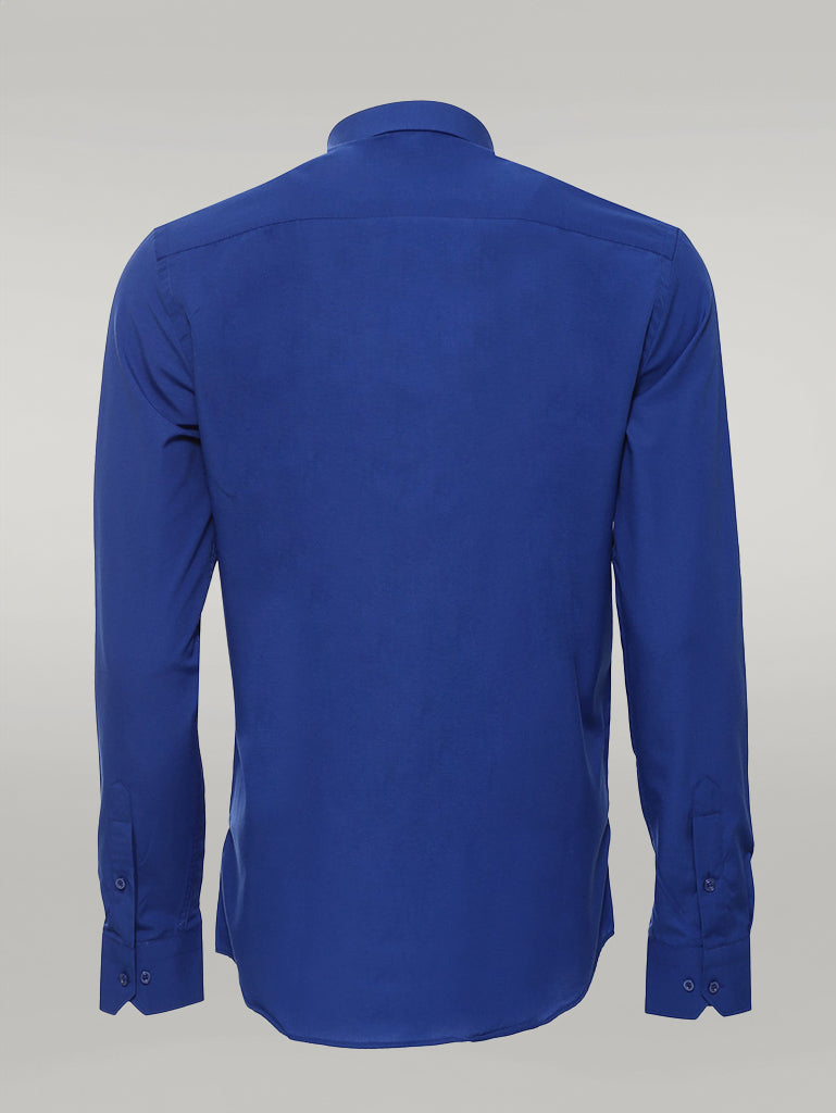 WSS Plain Long Sleeves Indigo Blue Men Shirt  - Singen