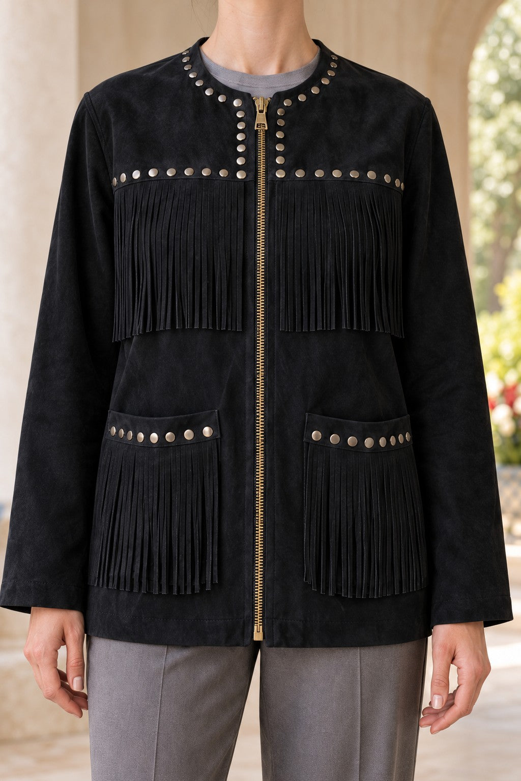 XLJ Tasseled Drop Suede Jacket 6317 - The Villages