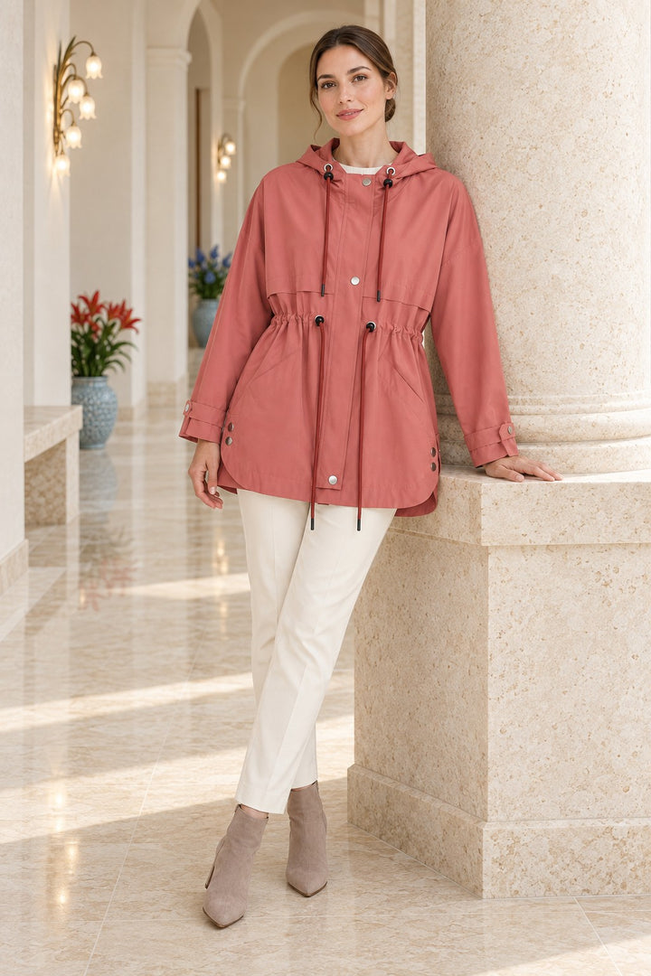 XLJ Drawstring Hooded Raincoat 6302 - Campeche