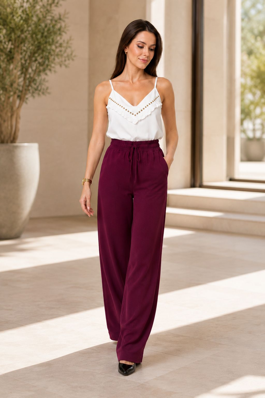 XLJ Elasticated Palazzo Trousers - San Antonio Enchisi