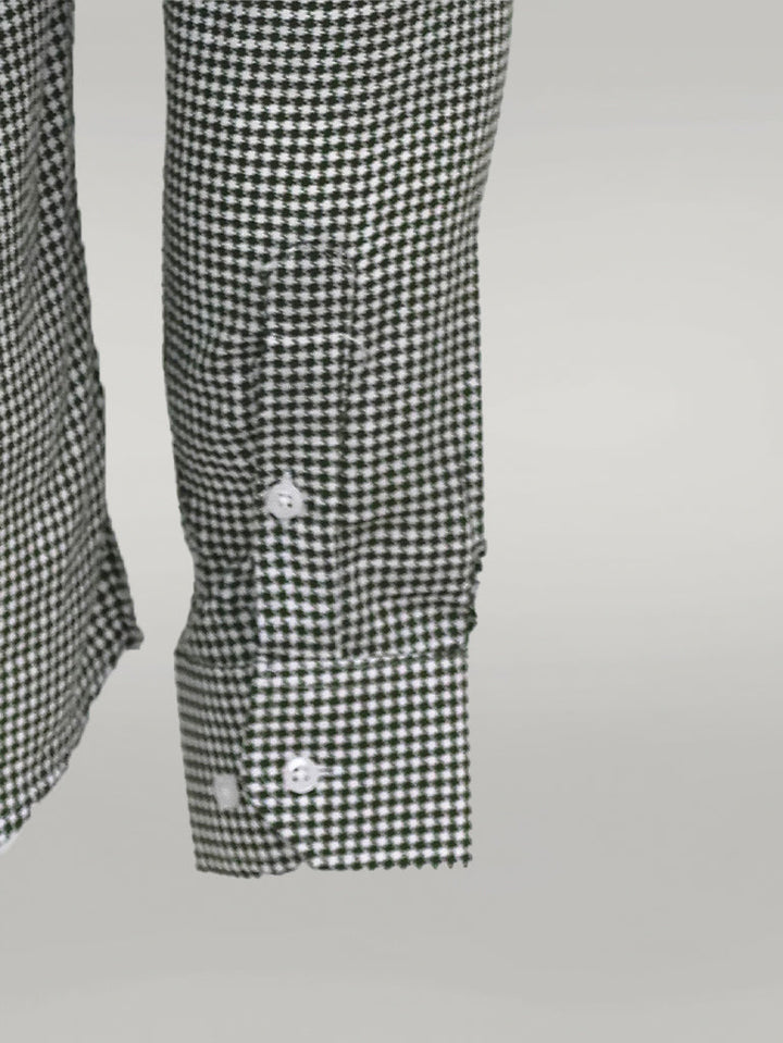 WSS Houndstooth Pattern Green Men Shirt  - Singen