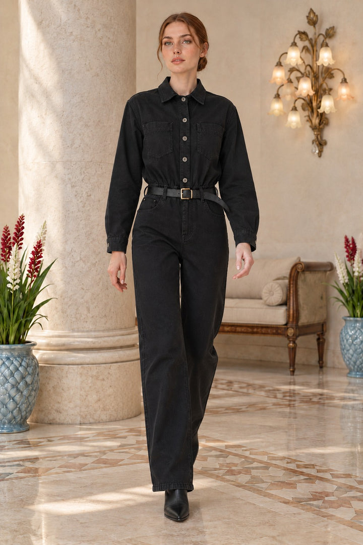 XLJ Classic Denim Jumpsuit with Elasticated Waist - Sayula